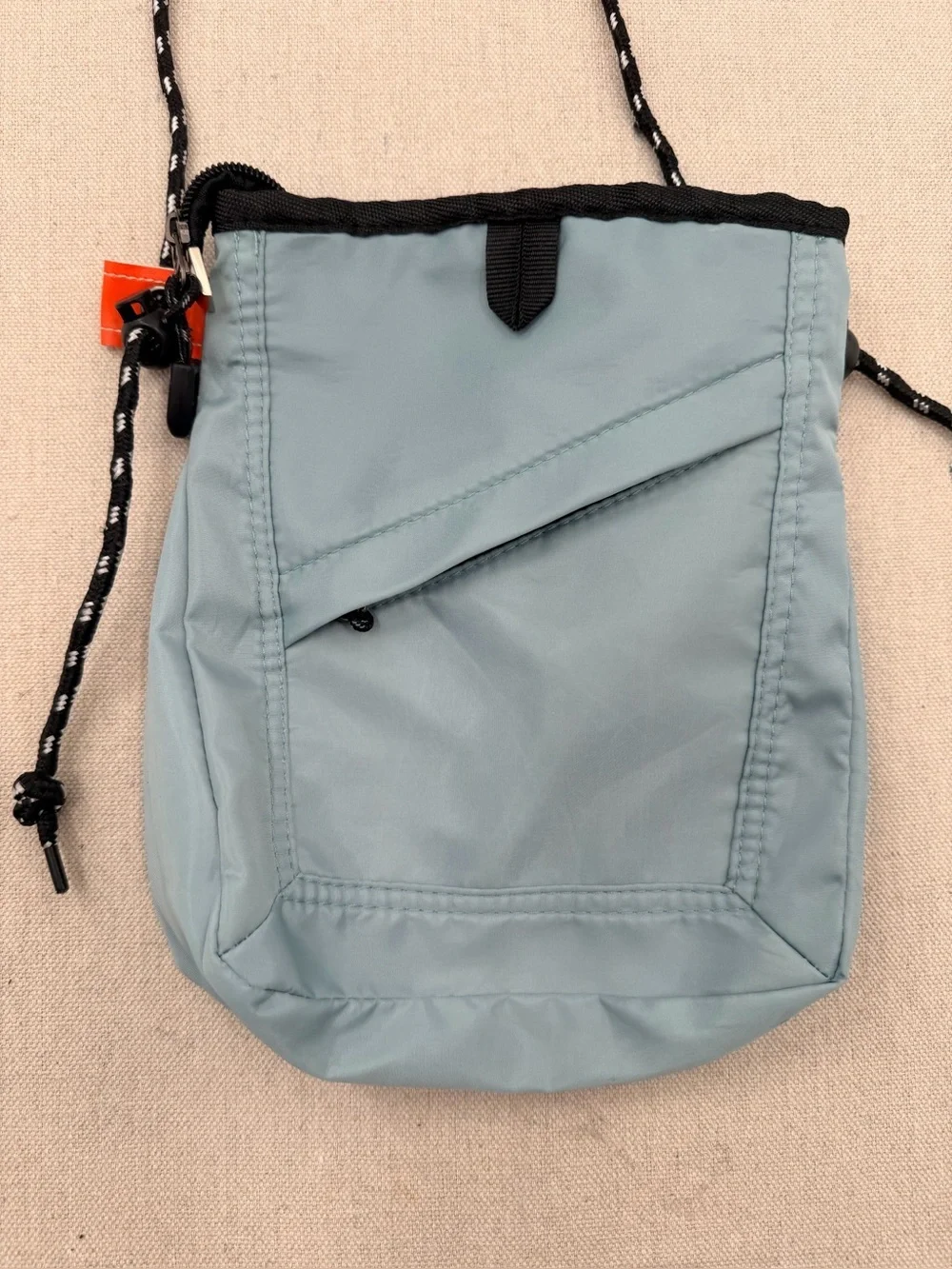 Light Blue Nylon Crossbody Pouch Bag